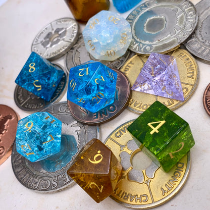 Crackle Effect Glass Dice - Mixed Colours