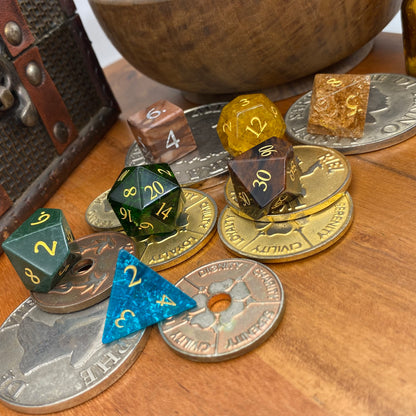 Mixed Stone & Glass Dice Set - Mixed Colours