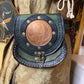 Green Leather Belt Pouch with Copper Scarab