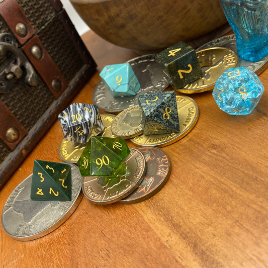Mixed Stone & Glass Dice Set - Mixed Colours