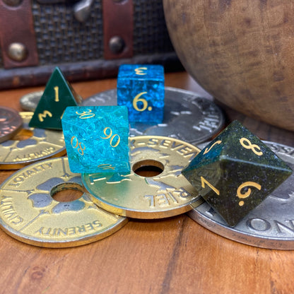 Mixed Stone & Glass Dice Set - Mixed Colours