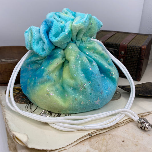 Blue Green Pastel Tie Dye Flannel Bag of Holding - its got pockets!