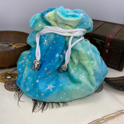 Blue Green Pastel Tie Dye Flannel Bag of Holding - its got pockets!