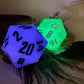 White Glow in the Dark Silicone 55mm Goliath D20