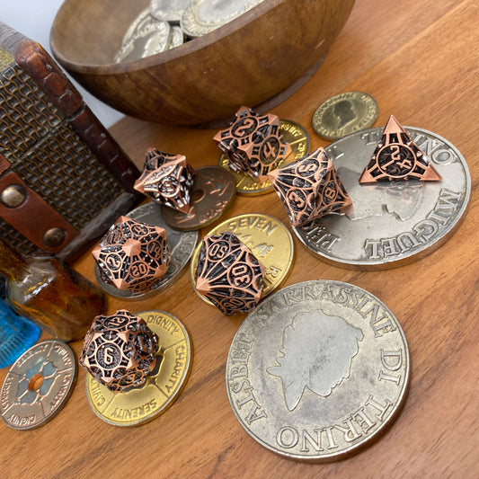 Copper Art Deco Metal Dice