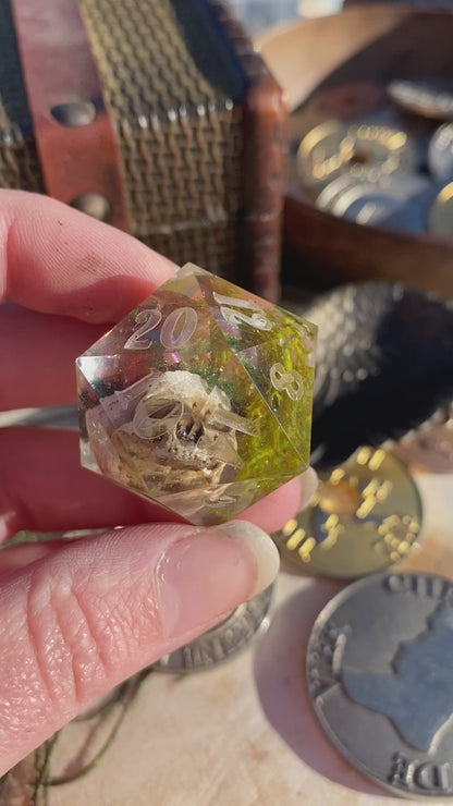 Mossy Crystal Skull 30mm Chonk D20 (Peter)