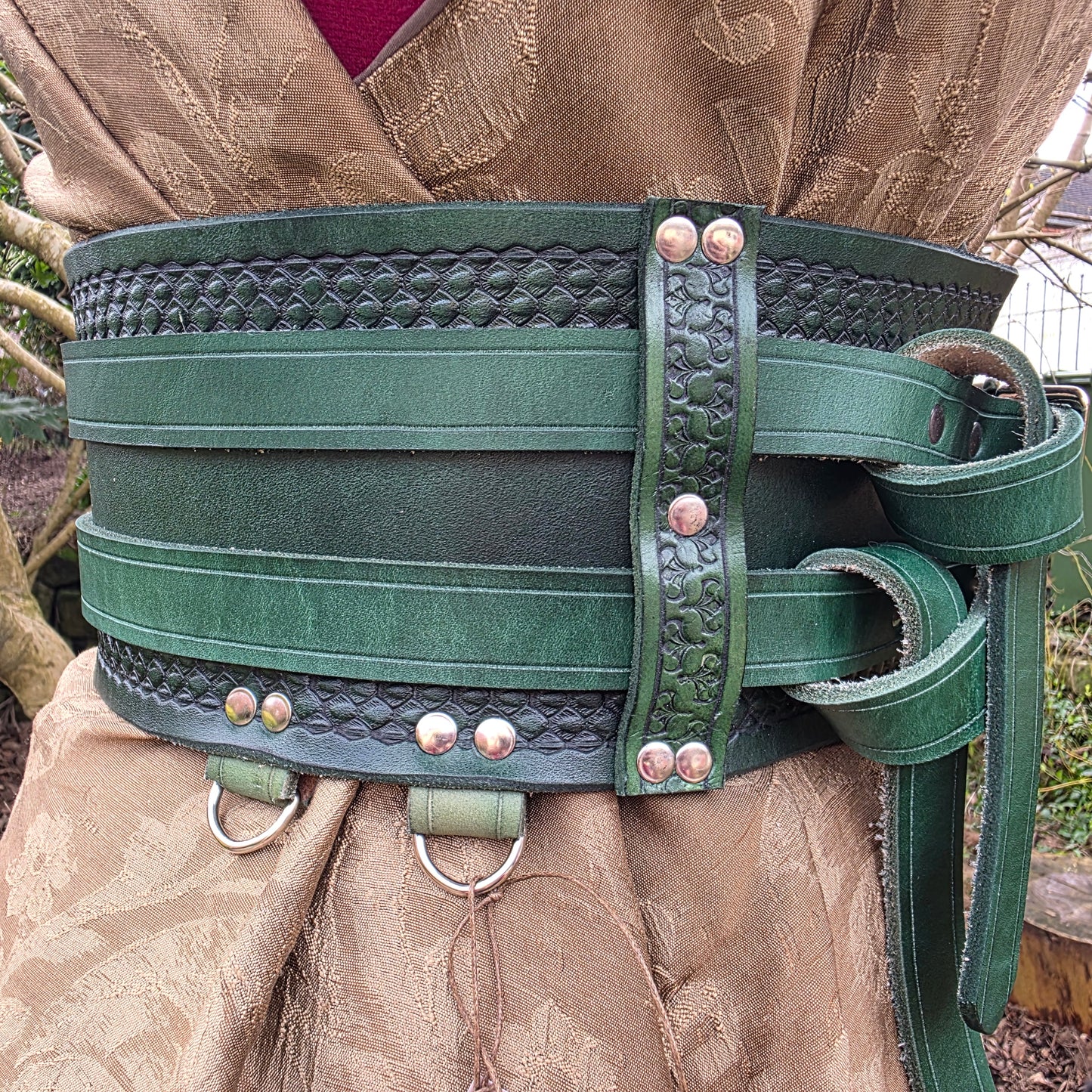 Green Snake Scale Double Strap Hero Belt (to fit 28-36 inches)
