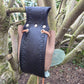 Leaf Shaped Leather Drawstring Belt Pouch - Oak