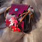 Leather Bark and Red Maple Leaf Bag (Brown Body)