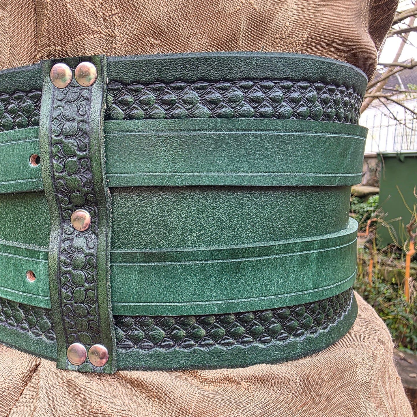 Green Snake Scale Double Strap Hero Belt (to fit 28-36 inches)