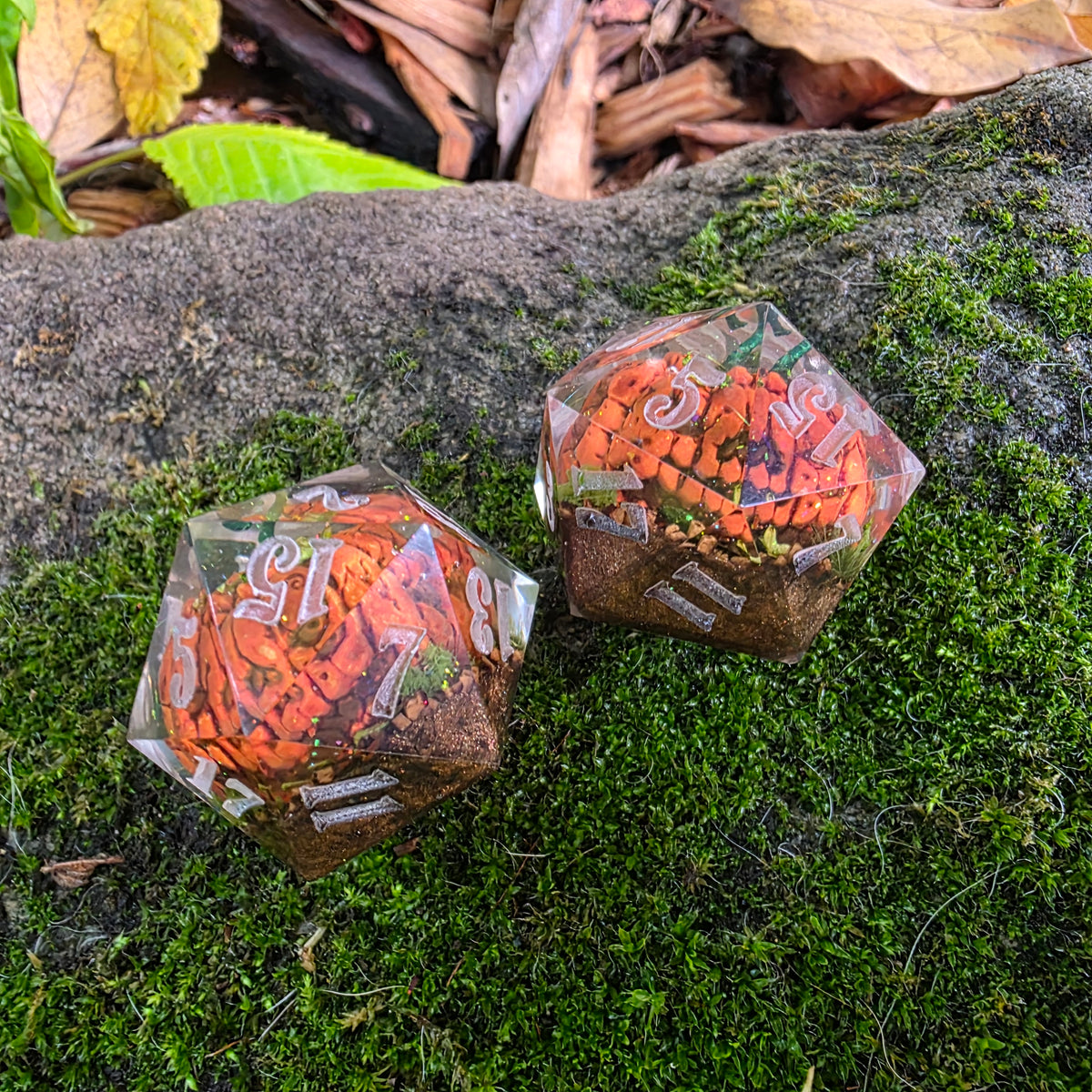 Cursed Pumpkin D20 - 30mm Chonk Orange