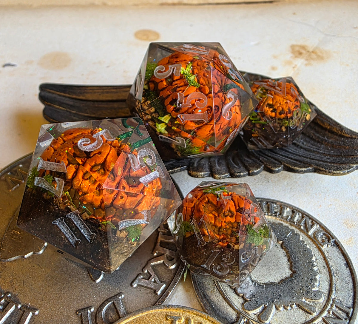 Cursed Pumpkin D20 - 30mm Chonk Orange