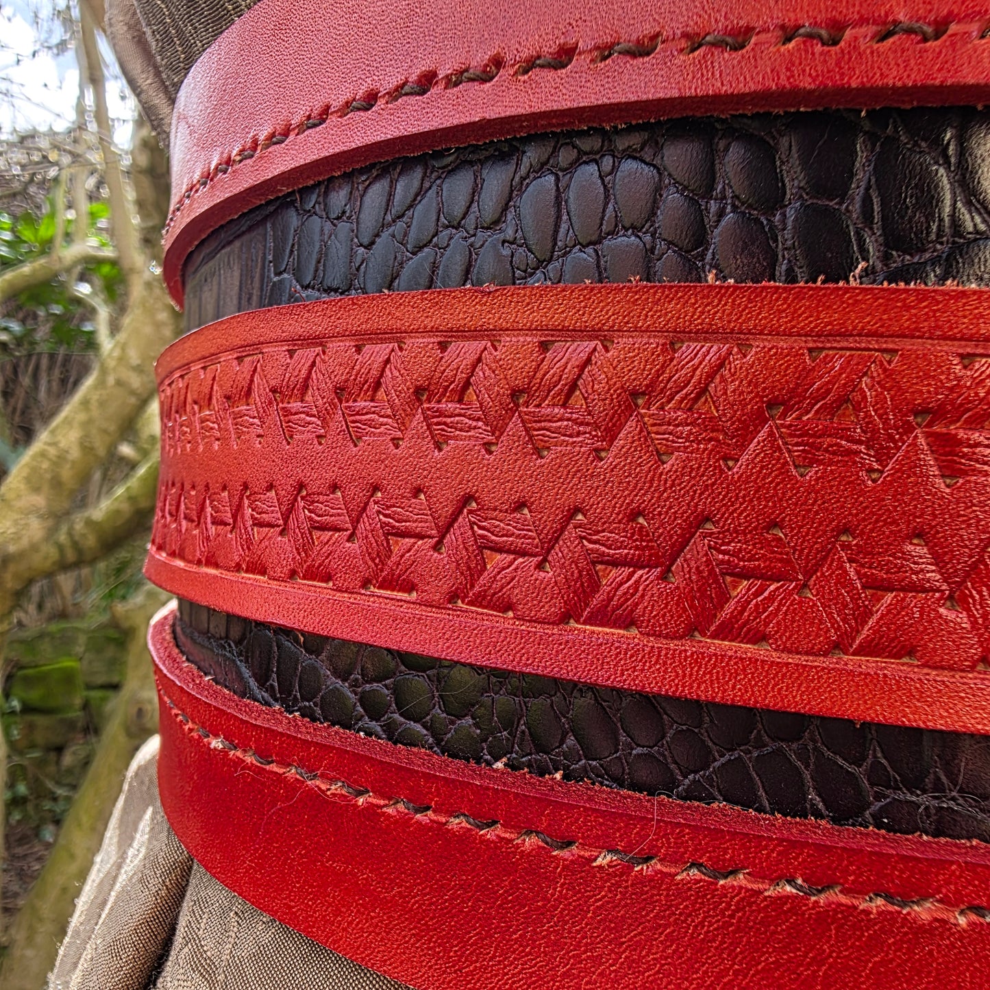 Orange and Crocodile Scale Effect Leather Hero Belt (to fit 36-44 inches)