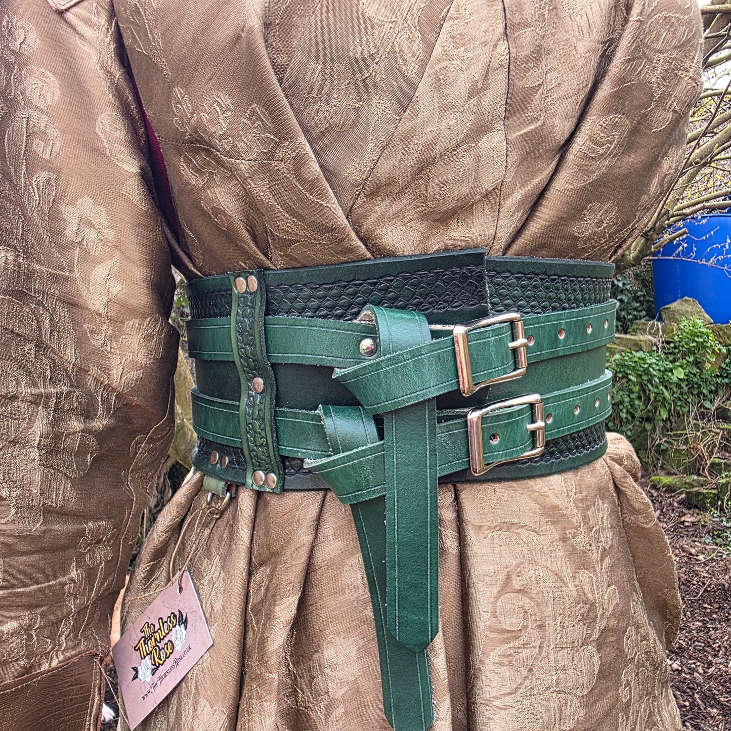 Green Snake Scale Double Strap Hero Belt (to fit 28-36 inches)