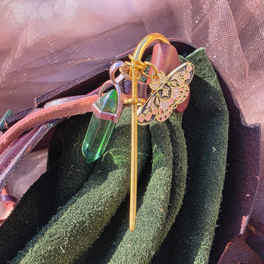 Leather Bark and Monstera Leaf Bag (Green Body)