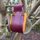 Leaf Shaped Leather Drawstring Belt Pouch - Rounded