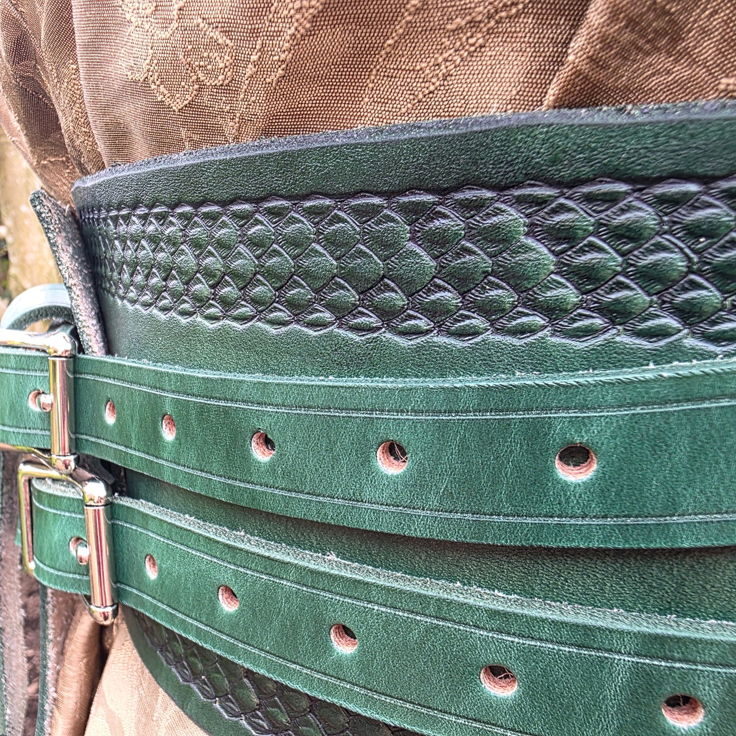 Green Snake Scale Double Strap Hero Belt (to fit 28-36 inches)