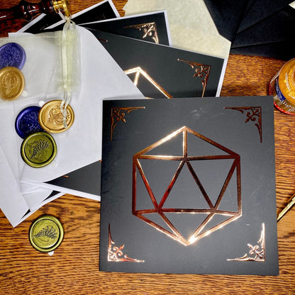 Copper Foil D20 - Greeting Card Greetings Cards