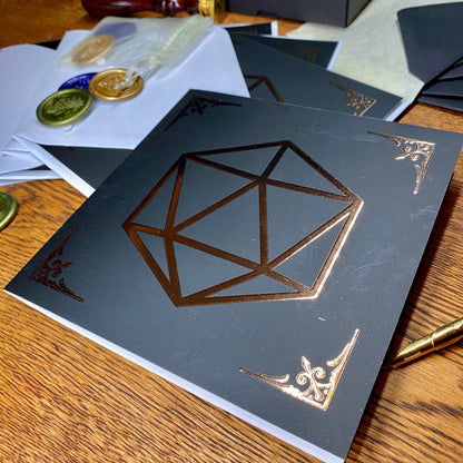 Copper Foil D20 - Greeting Card Greetings Cards