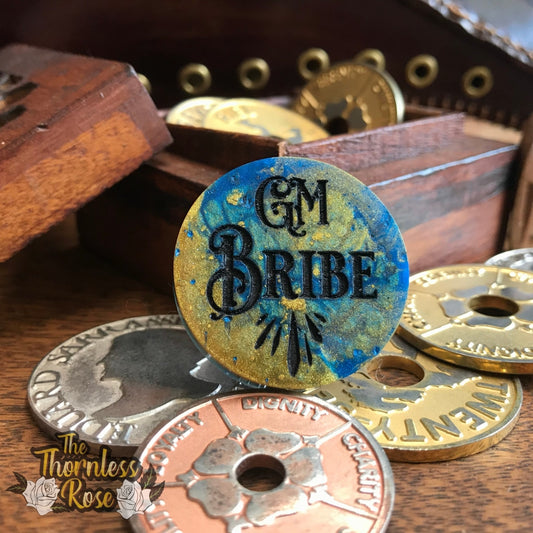 Gm Bribe Token Blue And Gold Marble