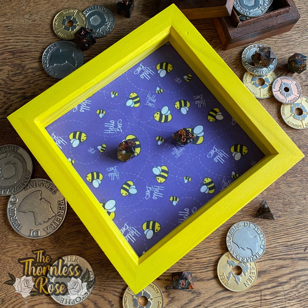 Hello Bees Wood Dice Rolling Tray (Purple) Wooden