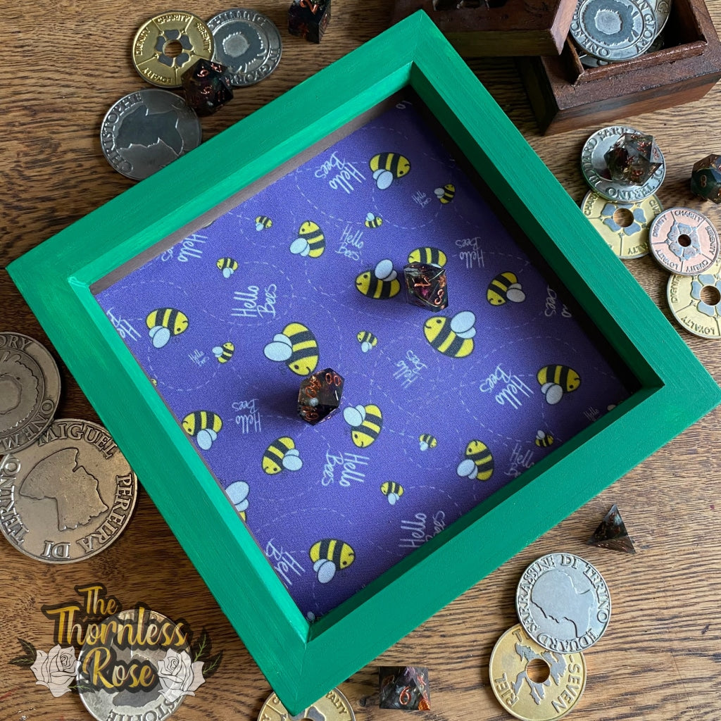 Hello Bees Wood Dice Rolling Tray (Purple) Wooden