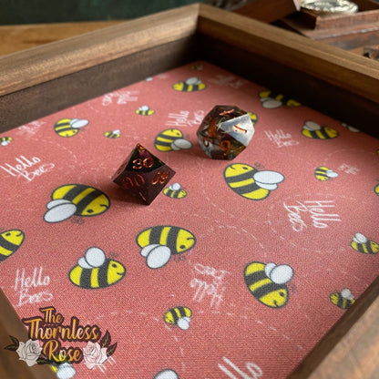 Hello Bees Wood Dice Rolling Tray (Red) Wooden