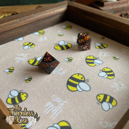 Hello Bees Wood Dice Rolling Tray (Tan) Wooden