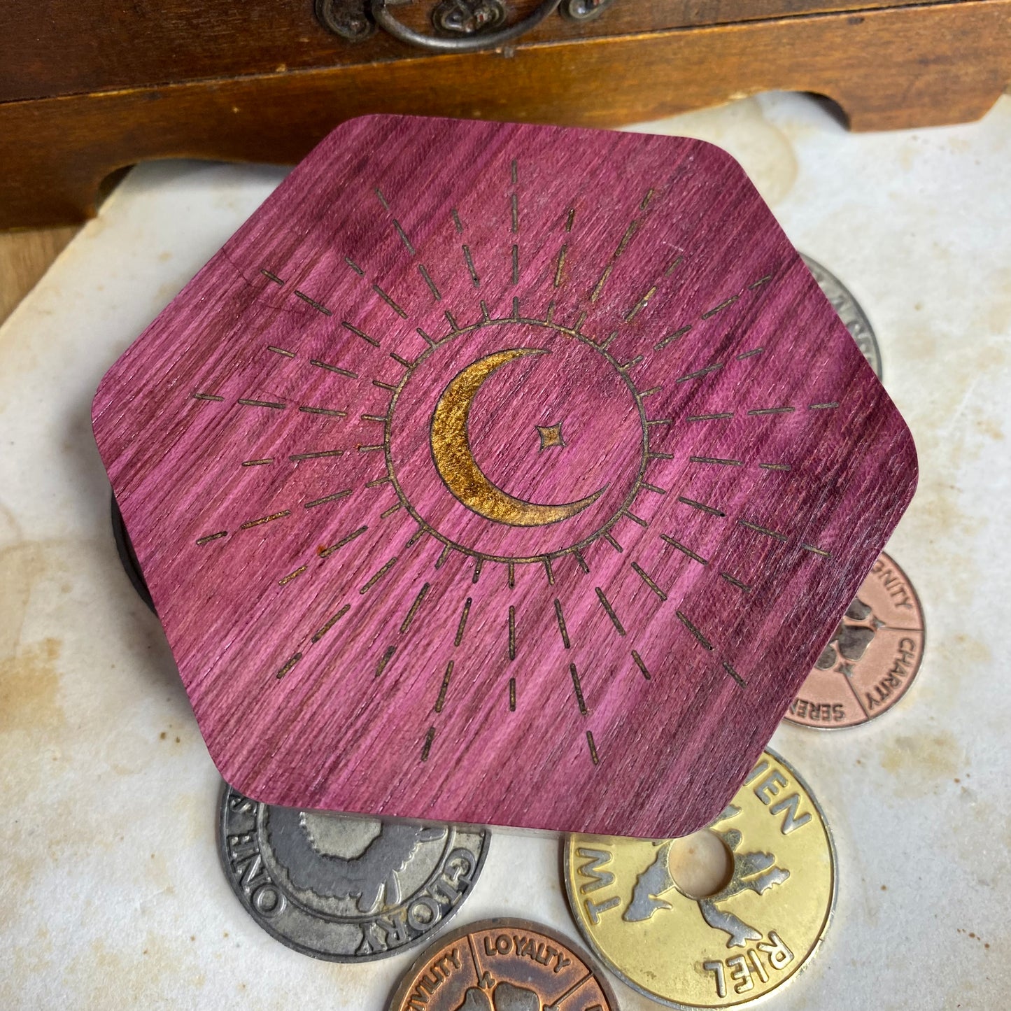 Purple Heart Hex Box - Sun and Moon