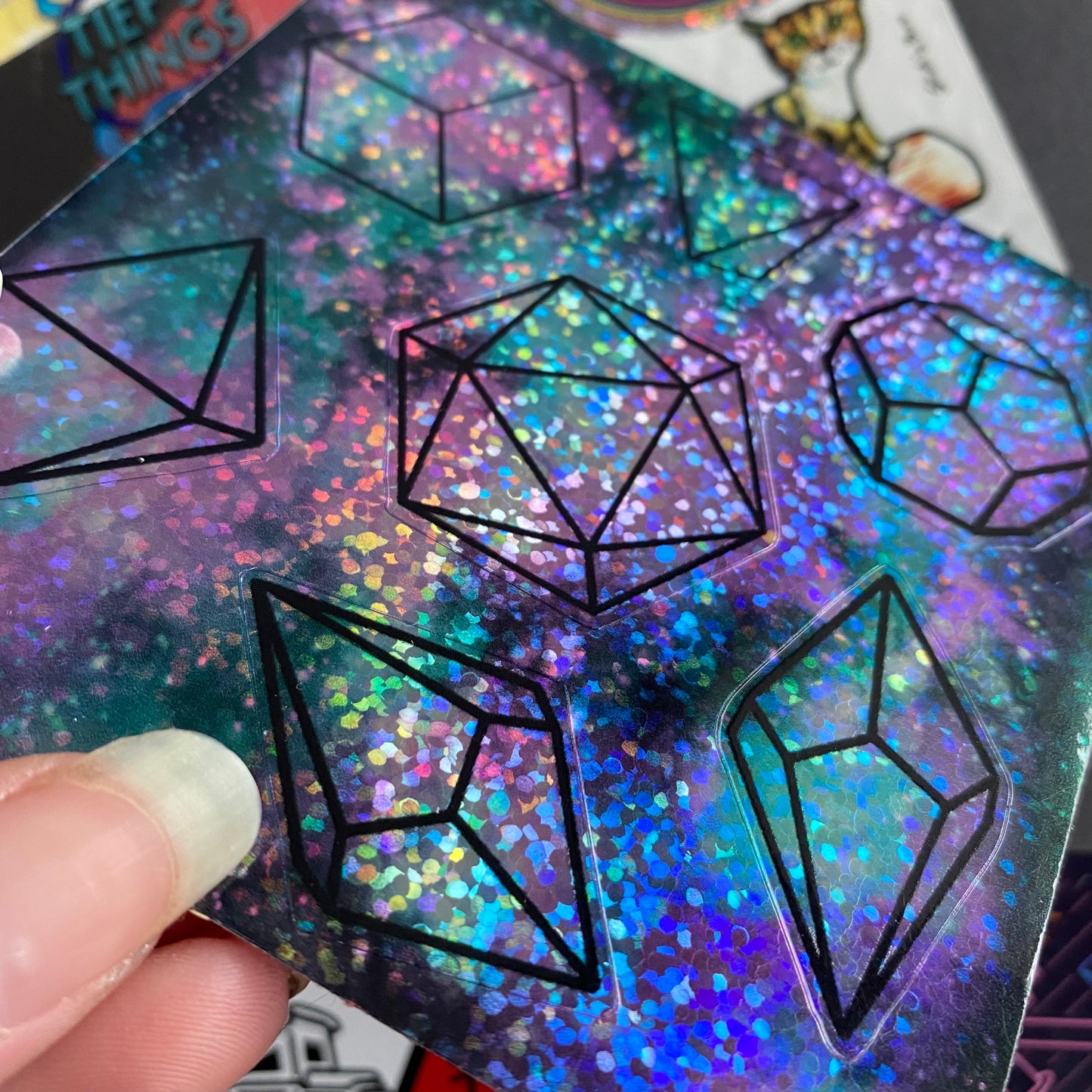 Holographic Galaxy Polyhedral Sticker Sheet
