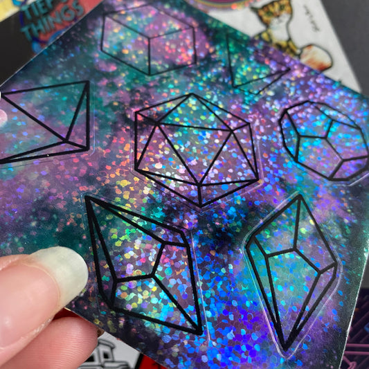 Holographic Galaxy Polyhedral Sticker Sheet