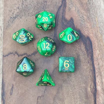 Marble: Green And Black Standard Dice