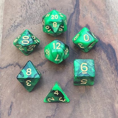Marble: Green And Black Standard Dice