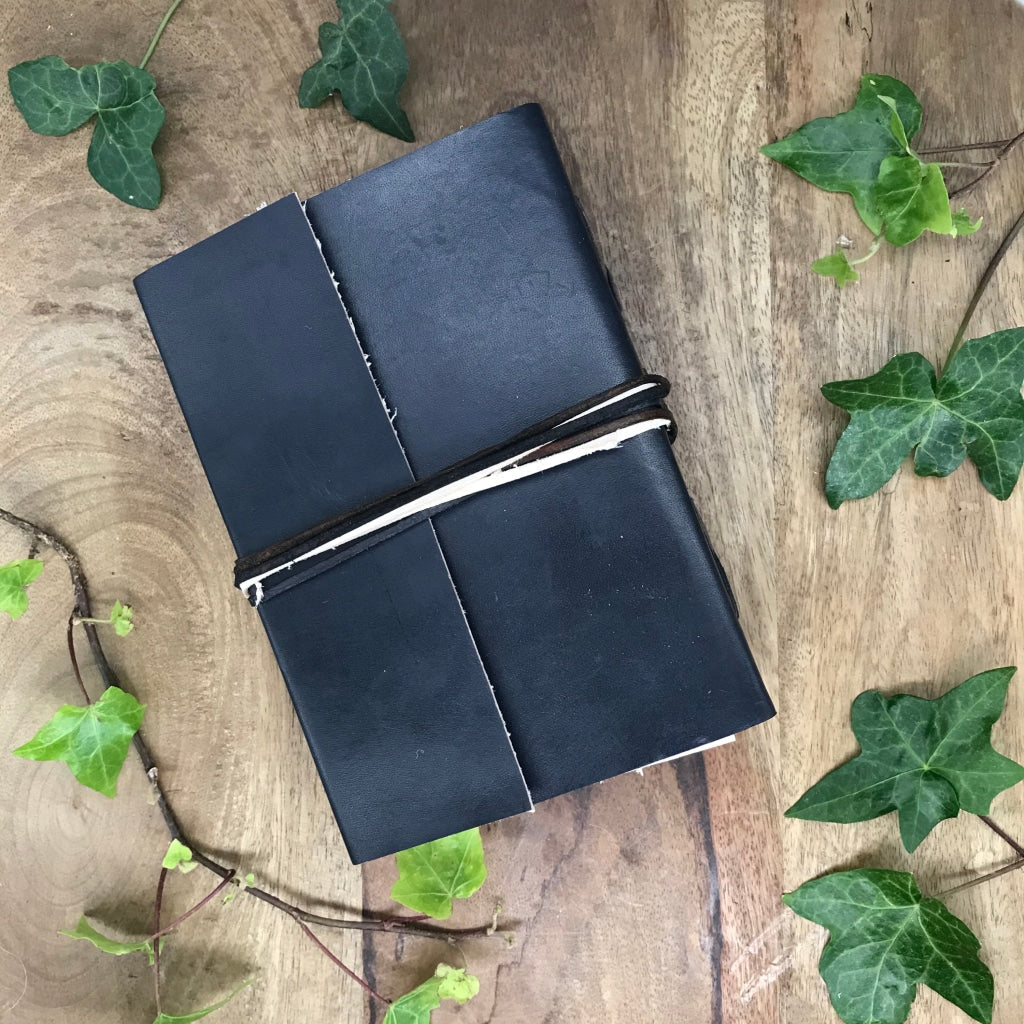 Tri String Leather Journal Black