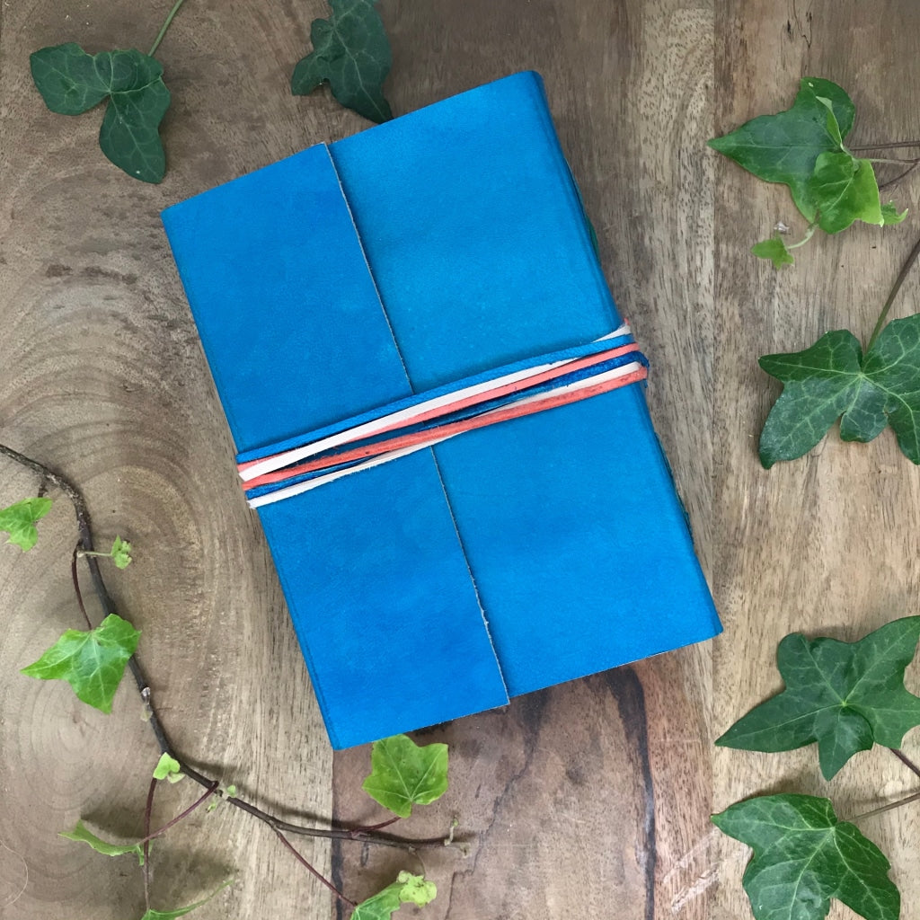 Tri String Leather Journal Blue