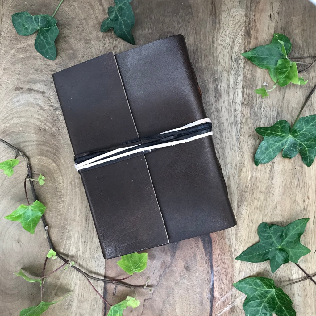 Tri String Leather Journal Dark Brown