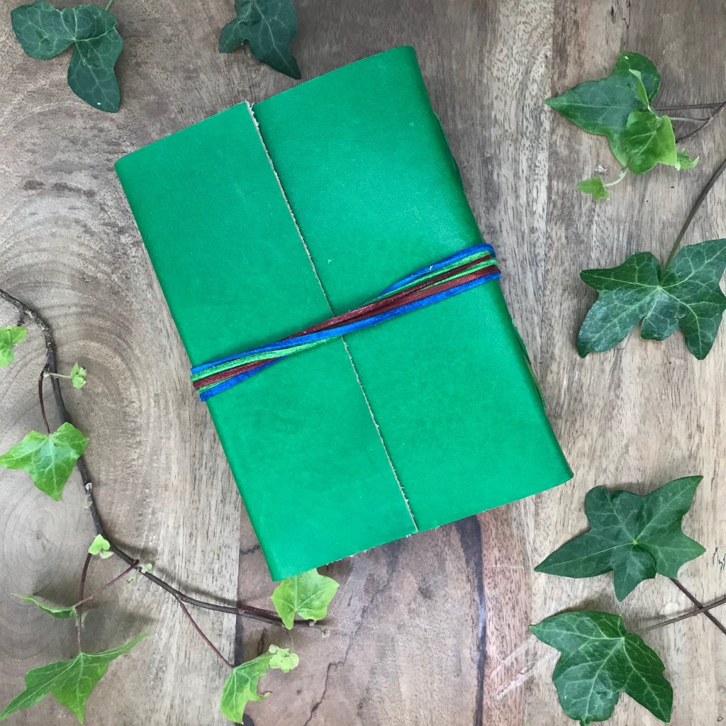 Tri String Leather Journal Green
