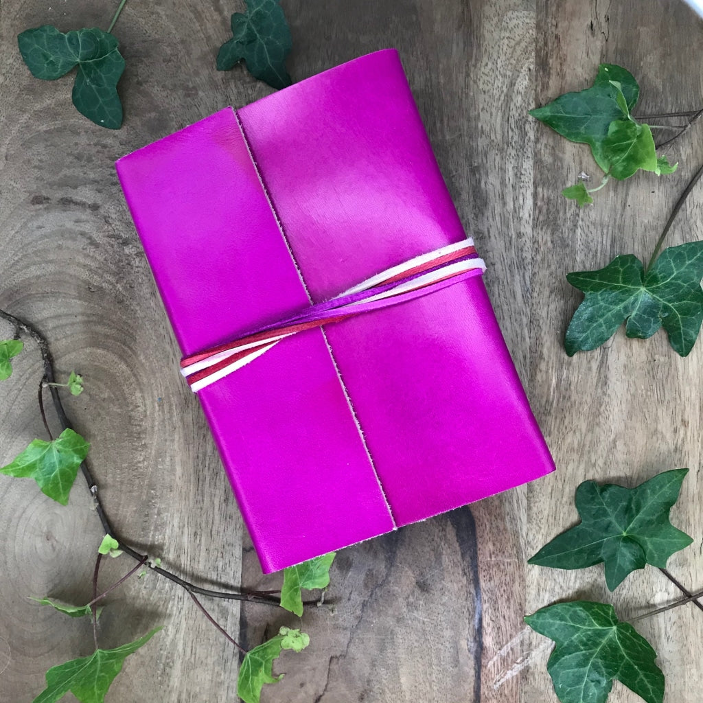Tri String Leather Journal Pink