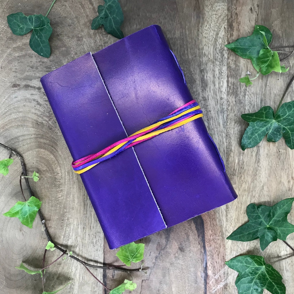 Tri String Leather Journal Purple