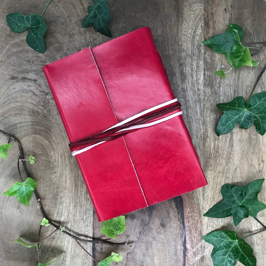 Tri String Leather Journal Red